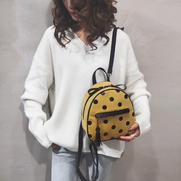 

2020 new fashion canvas backpack casual wild tassel backpack