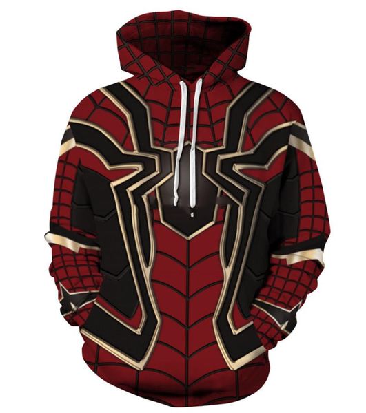 

толстовка с капюшоном пуловер толстовка 3d мстители бесконечность война железный паук хэллоуин свитер человек-паук супергерой мужчины женщин, Black;red