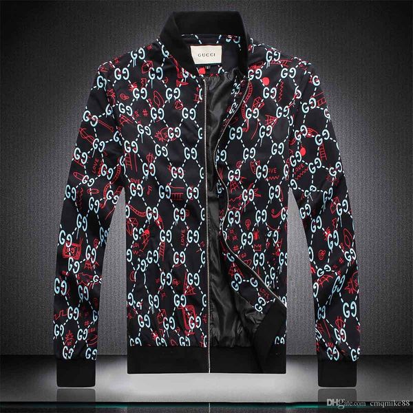 

jacket windbreaker long-sleeved men's jacket hoodie clothing zipper with animal letter pattern embroidery clothe, Black