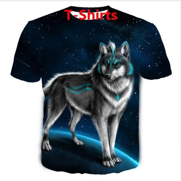 

fashion mens womens summer style fantasy wolf funny 3d print casual t-shirt xdx029, White;black