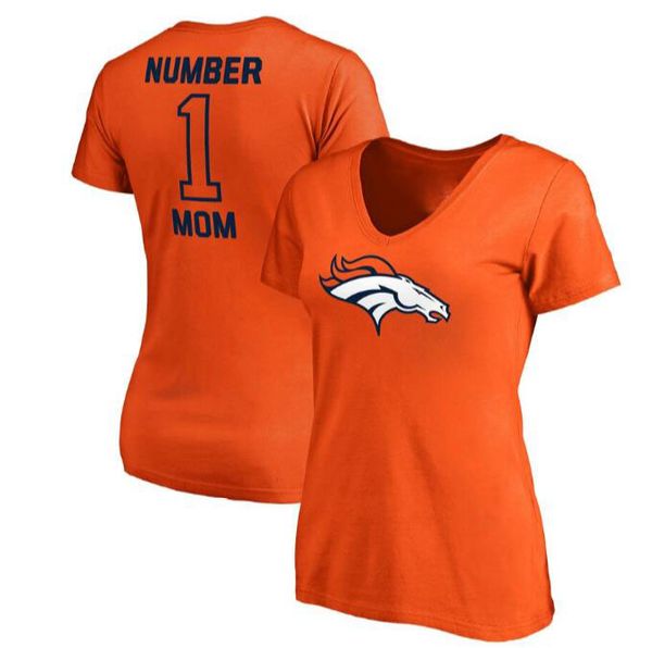 

Women's Denver Mothers Day Broncos Pro Line Royal #1 Mom V-Neck T-Shirt Gift For Mother Free Shipping