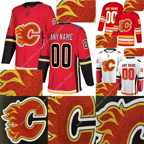 

calgary flames горячая буровой версия джерси 13 гудра 19 ткачук 23 монахан 5giordano 39 гилмора на заказе любого количества любого джерси им, Black;red