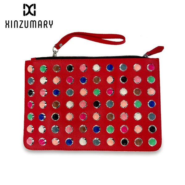 

colored rivets fashion envelope women handbags 2019 new ladies day clutches bag pu leather female shoulder messenger bags purses