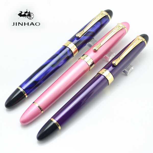 

jinhao x450 fountain pen pink blue purple 22 colour iraurita golden clip pens caneta business pen for writing 18 kgp nib ink