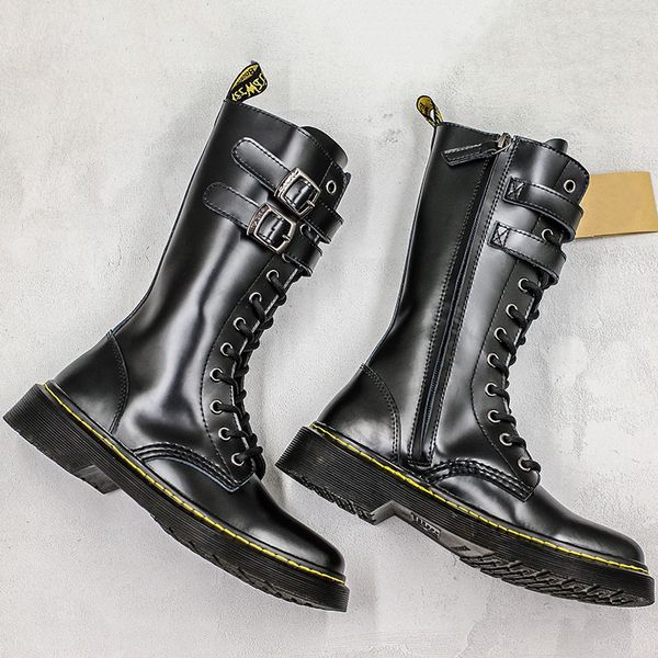 

2019 genuine leather knee boots dr. martenss x lazy oaf fashion designer luxury mens women brand boot martin boots 36-44