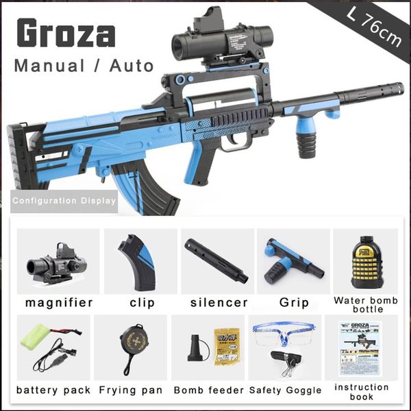 

plastic toy gun groza water gel ball manual electric assault rifle blaster gun black blue outdoor sports shooting game for boys