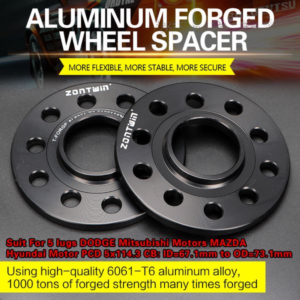 

2/4pcs 3/5/8/10/12mm wheel spacer adapters pcd 5x114.3 cb: id=67.1mm to od=73.1mm suit for 5 lugs dodge mitsubishi motors