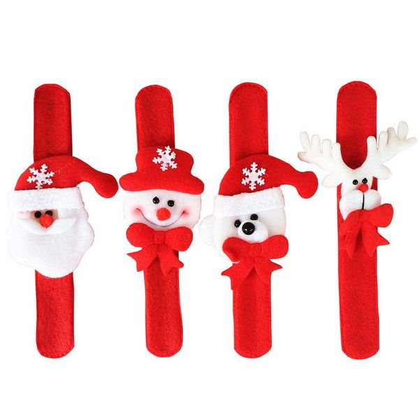 

4pcs christmas wristband bracelet slap wrist bands xmas party favors bag fillers gifts for kids (4pcs (santa claus,snowman,rei