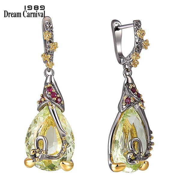 

dreamcarnival 1989 new water drop cubic zircon earrings for women copper dangle earings fashion accessories gift pick we3876, Silver