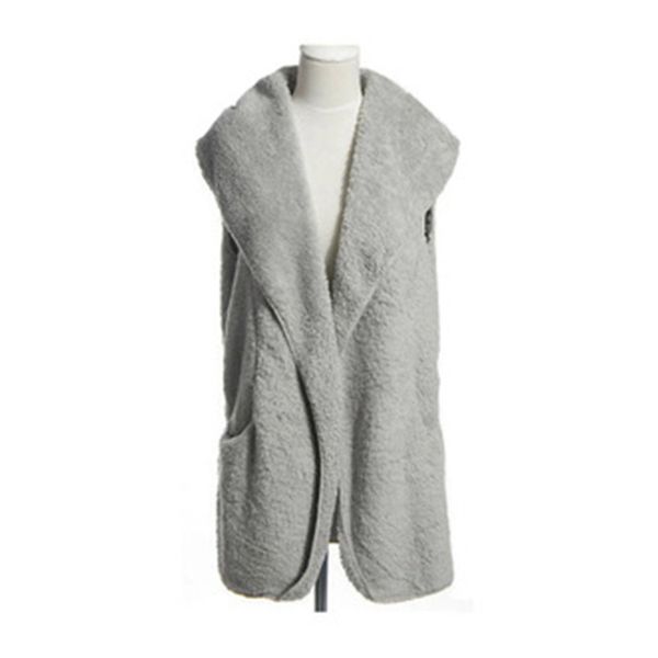 

women fashion solid color casual all-match warm lamb sleeveless bow-knot decoration sweater vest jacket, Black;white