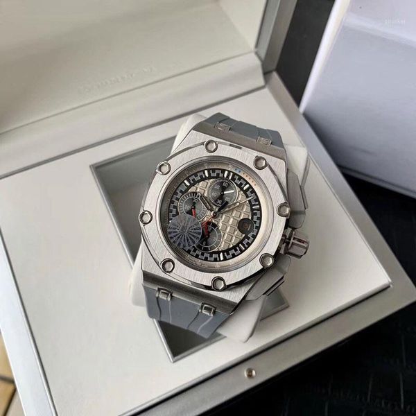 

watches automatic movement 44mm*13mm rubber strap watches watch male clock high watch christmas party gift1, Slivery;brown