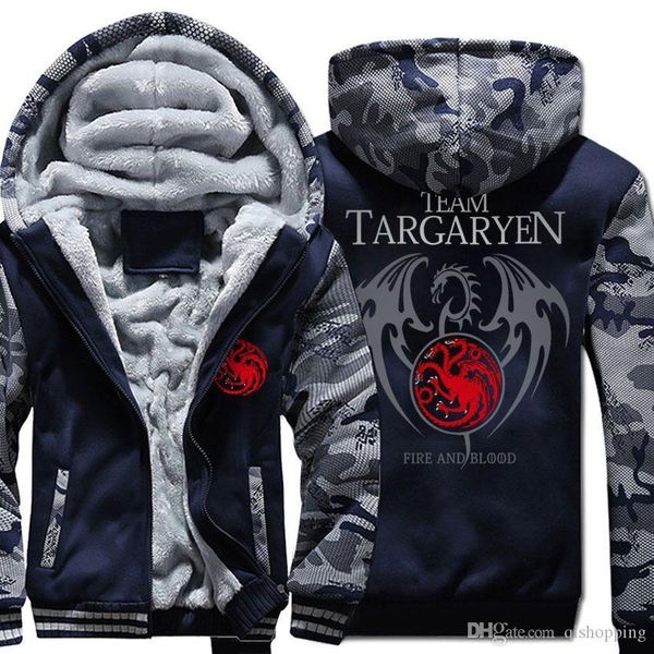

fire and blood hoodie camouflage coat cardigan coat winter thicken fleece cotton coat cashmere hoodie zipper jacket warm jacket us eu size, Blue;black