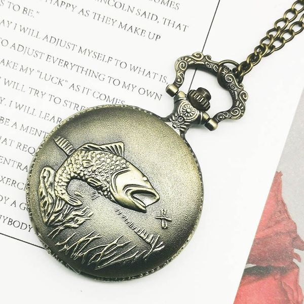 

brand vintage pocket watches fish pattern fob watch relogio masculino relogio de bolso for man woman clock nurse watch, Slivery;golden