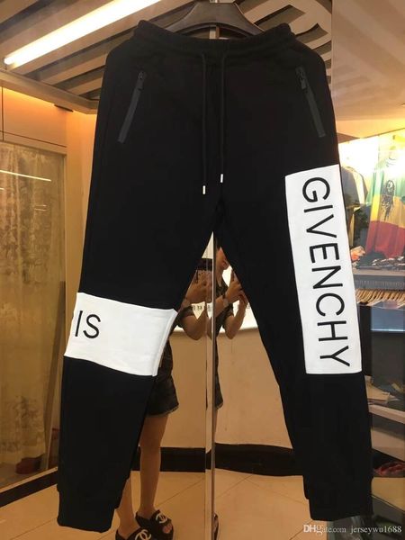 

Новый 2018 Модный бренд вышивка Мужские брюки тонкий сплошной цвет эластичность му