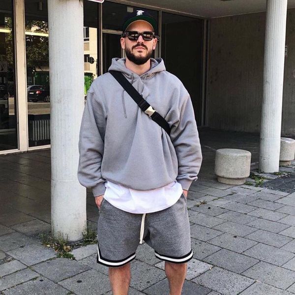 

19fw fear of god classic logo hoodies skateboard street gray sweatshirts couple oversize coats hooded fashion hip hop sale, Black