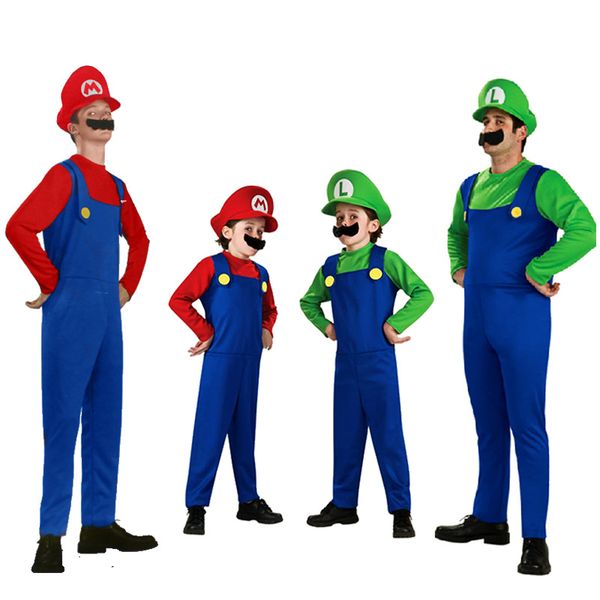 

super mary mario family costume halloween costumes for and kids party cosplay carnival fancy clothing boys girls uniforms, Black;red