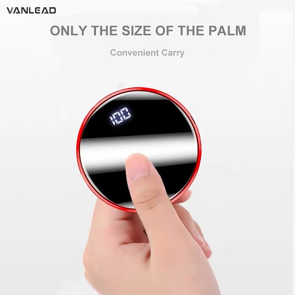 

mini fast charging treasure round mirror full screen digital display charging treasure for iphone millet fast charging treasure
