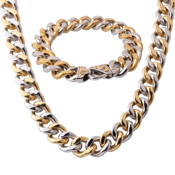 15mm Mens Jewelry Silver Tone Stainless Steel Curb Cuban Chain Bracelet 8.66/"