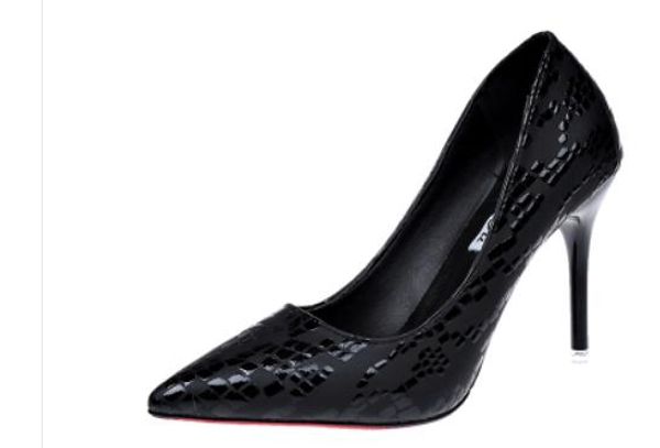 

2020 women's shoes in spring and autumn with new style high heel fine heel pointed end@6106, Black