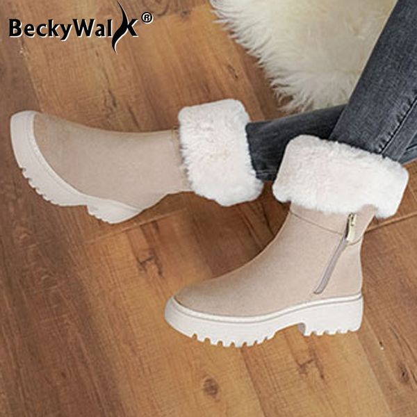 

snow boots women fashion platform suede women's ankle boots winter women snow shoes woman wsh3488, Black