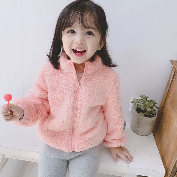 

macaron baby girls fur coat warm velvet toddler kids jackets and coats soft woolen jacket for boys winter children outerwear, Blue;gray