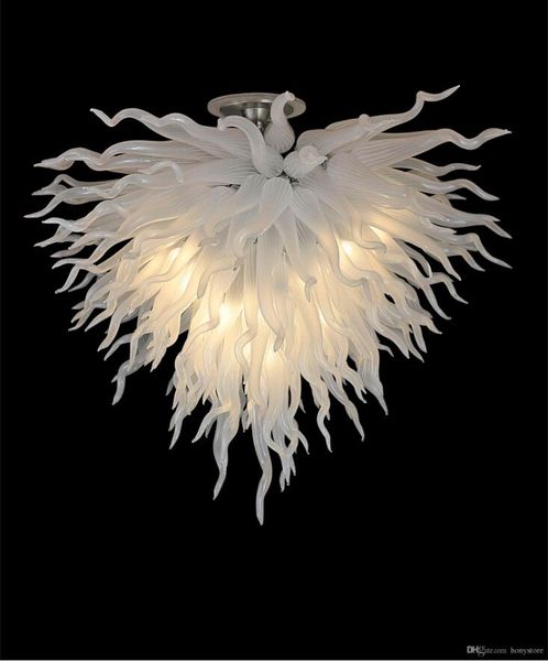 

US Style Chandeliers Lamp Superior Quality White Hotel Lobby Hand Blown Glass Chandelier Decoration Art Lighting