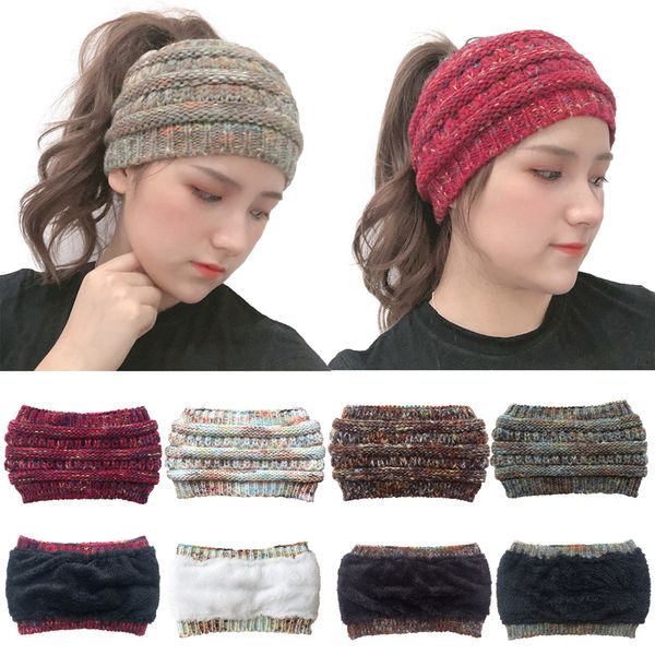 Women Fleeces Knitted Crochet Headband Winter Sports Headwrap