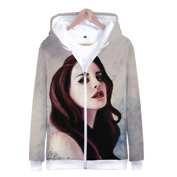 

lana del rey trend specials 3d digital printing long sleeve zipper hoodie, Black