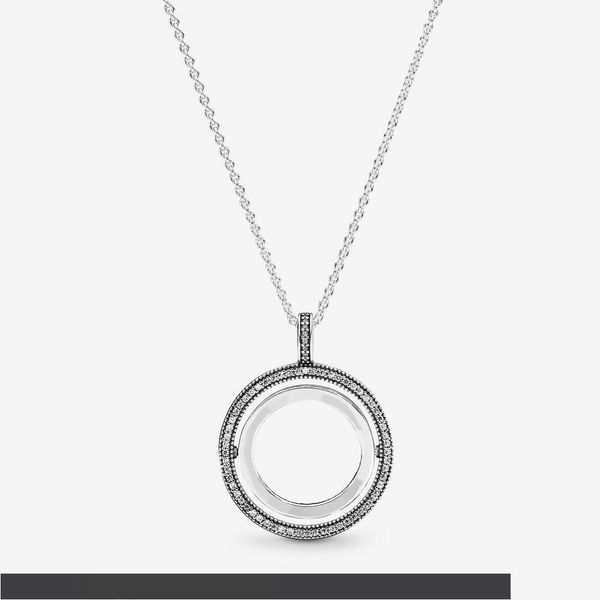 

новое поступление игристое стерлингового серебра 925 пробы проложить cz круг ожерелье с вырезанными сердцами модные украшения для женщин, Silver