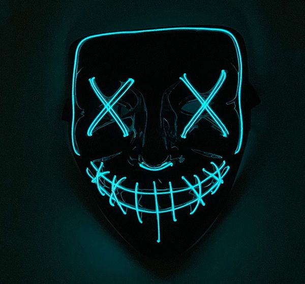 

последние креативный дизайнер хэллоуин rave purge маски horror led маска el wire light up маска для фестиваль косплей костюм украшения смешн