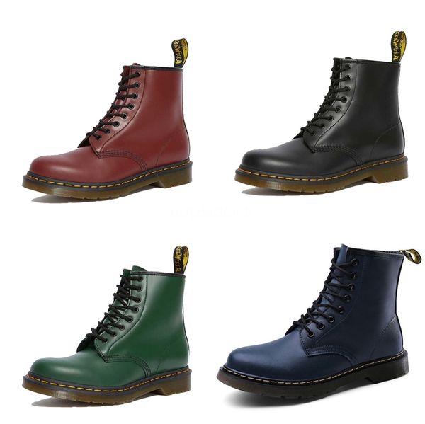 

wholesale latest women designer boots martin desert boot flamingos arrow medal leather coarse winter shoes#303, Black