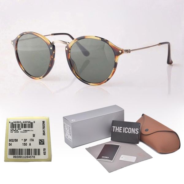 

1pcs wholesale - Brand designer Round sunglasses men women High quality uv400 glass lenses eyewear unisex sun glasses with cases and label