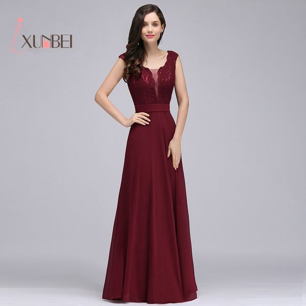 

party dresses 2021 burgundy chiffon long prom scoop neck sleeveless gown vestidos de gala, White;black