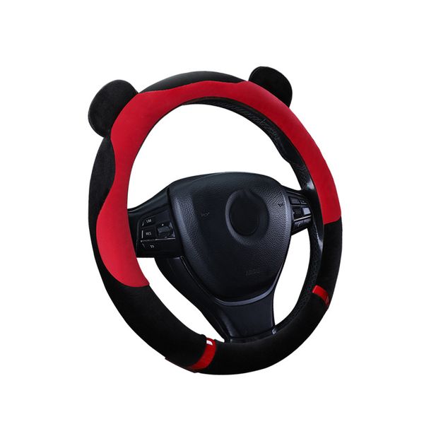 

women girl steering-cover bear cute cartoon short plush gift for girlfriend 15 inch round wheel use anti skid