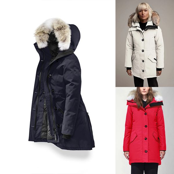 

canada 2020 new winter down parkas hoody real wolf fur womens jackets jacket warm coat manteaux d'hiver des femmes, Black