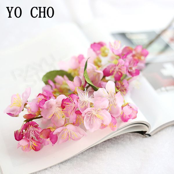 

yo cho cherry blossom artificial silk flowers fake flores sakura tree branches home table lliving room wedding diy decor flowers