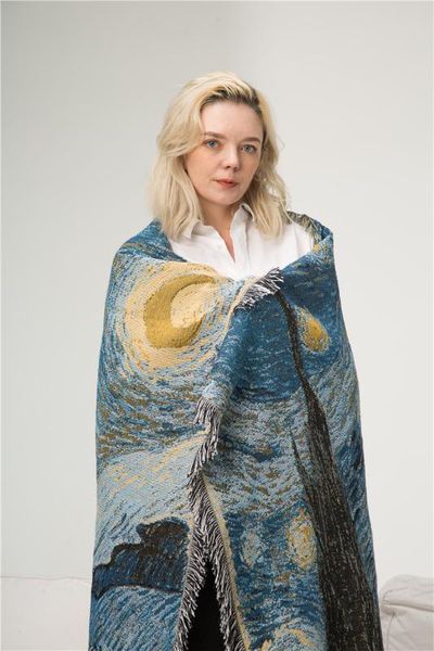 

vincent van gogh the starry night knitted blanket rug sofa cover tapestry throw towel shawl bedding sheet home travel cobertor