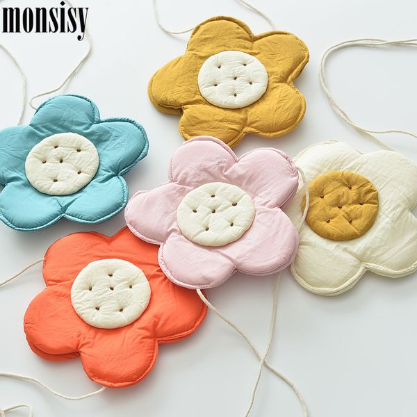

purse monsisy 2021 kid coin and handbag children wallet cotton flower shoulder bag kawaii baby girl cross body gift, White