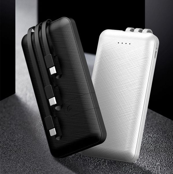 

ultra thin slim powerbank 20000mah with 3 cable for all mobile phone tablet pc external battery with mobile bracket ing