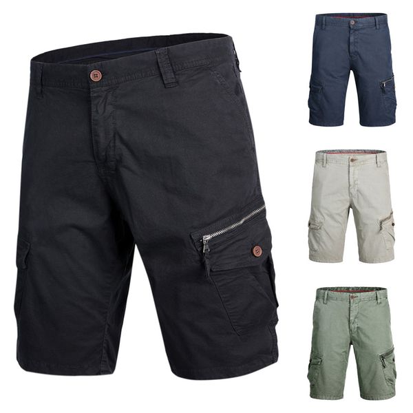 

2019 shorts men fashion cotton pocket solid outdoors work trouser cargo short pants spodenki pantalones cortos short masculino, White;black