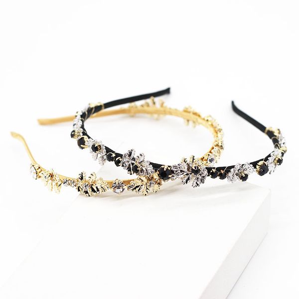 

other simple 2 colors oval crystal hairband leaf shape rhinestone baroque headband fashion women hair accessories jewelry, Golden;white