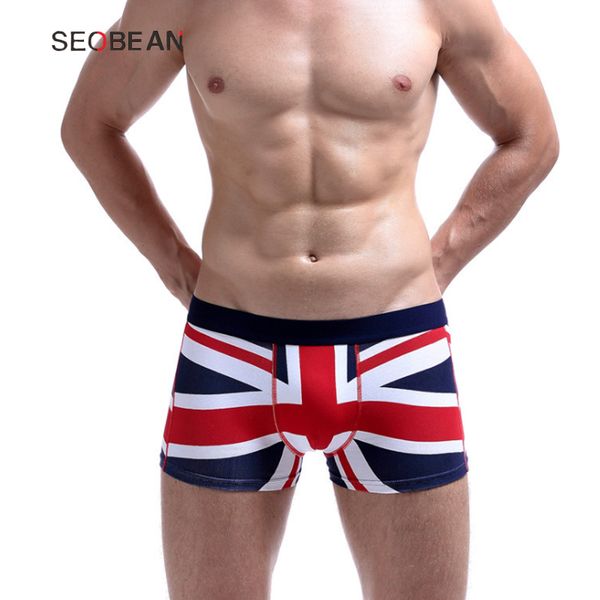 

2019 new seobean mens boxers cotton sexy men's underwear u convex pouch for gay mens underpants male panties shorts n16, Black;white