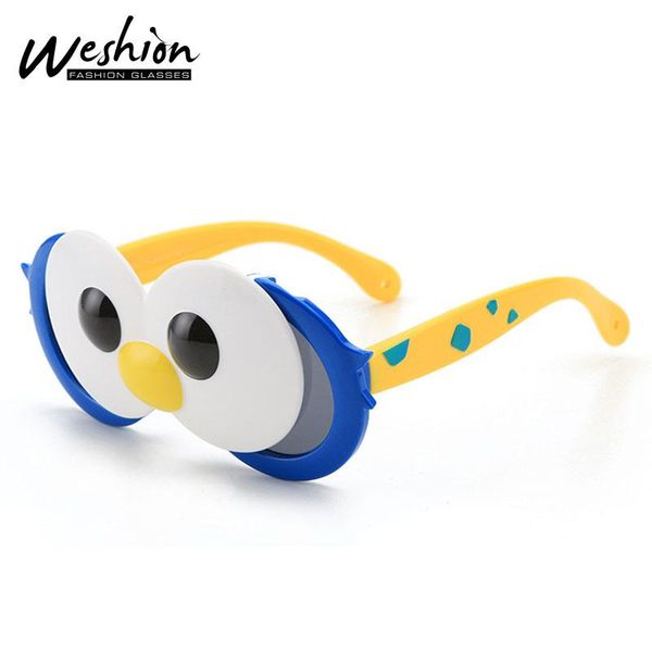 

2020 new cartoon polarized kids sunglasses boy girl cute silicone owl sun glasses children tac eyeglasses bendable safe shades tqlpq, Blue