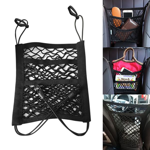

3-слойный автомобиль mesh организатор сиденье назад net bag грузового держатель ткани хранение сетка чехол yan88