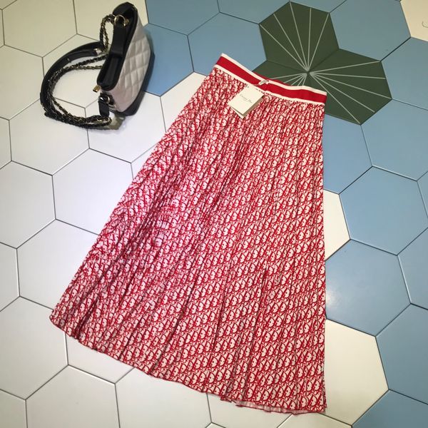 

Milan de igner women kirt gorgeou letter grid print pleat kirt women 2019 pring ummer kirt 041901wl