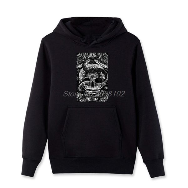 

men's hoodies & sweatshirts skull snake hoodie spring autumn cotton sweatshirt casual coat harajuku streetwear, Black
