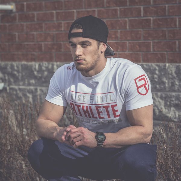 

new stylish men tight tshirt sport style active tees mens trendy letter printing t-shirts men fashion short sleeve breathable, White;black