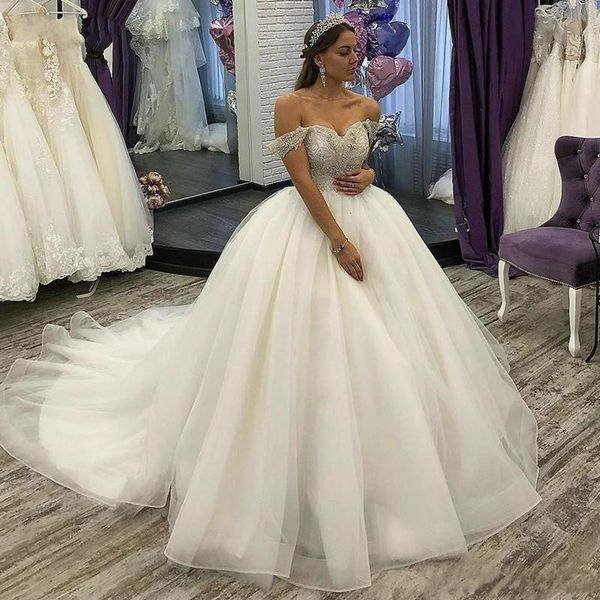 

arivilloso 2020 свадебные платья плеча шнурка аппликации из бисера crystals свадебные платья шнуровка назад sweep поезд линия свадебное плат, White