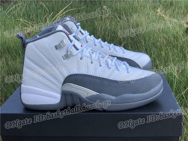 

dark new 12 xii grey men basketball shoes 12s low white sports sneakers outdoor trainers size 7.5-13 bsb