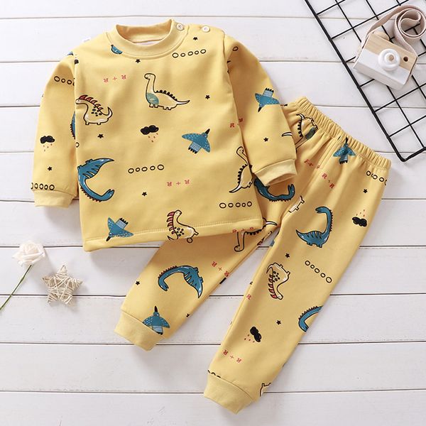 

new autumn winter girls boys underwear set thicken plush thermal kids clothes suit baby children warm sports clothing sets 2pcs, White